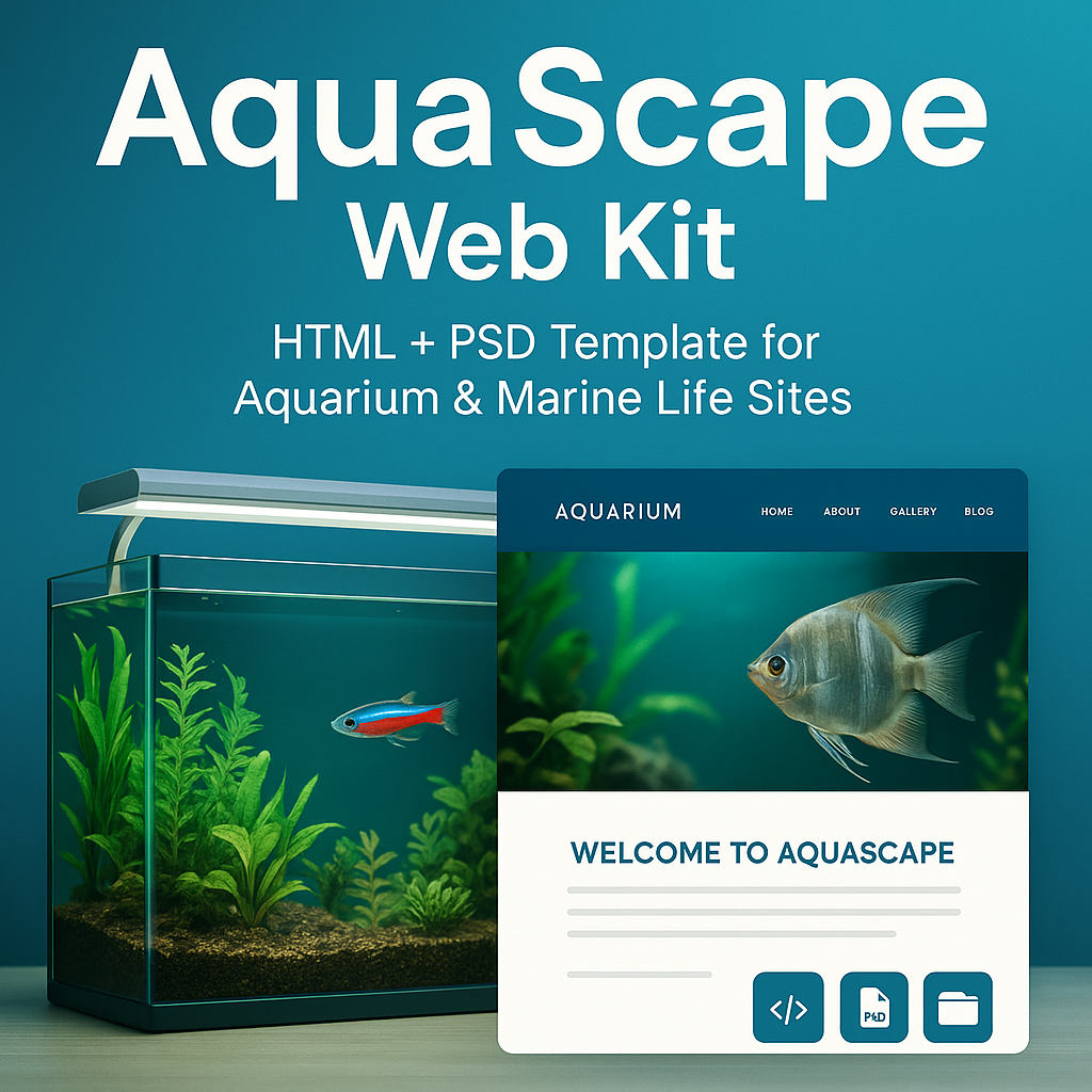 AquaScape Web Kit: HTML + PSD Website Template for Aquarium Projects
