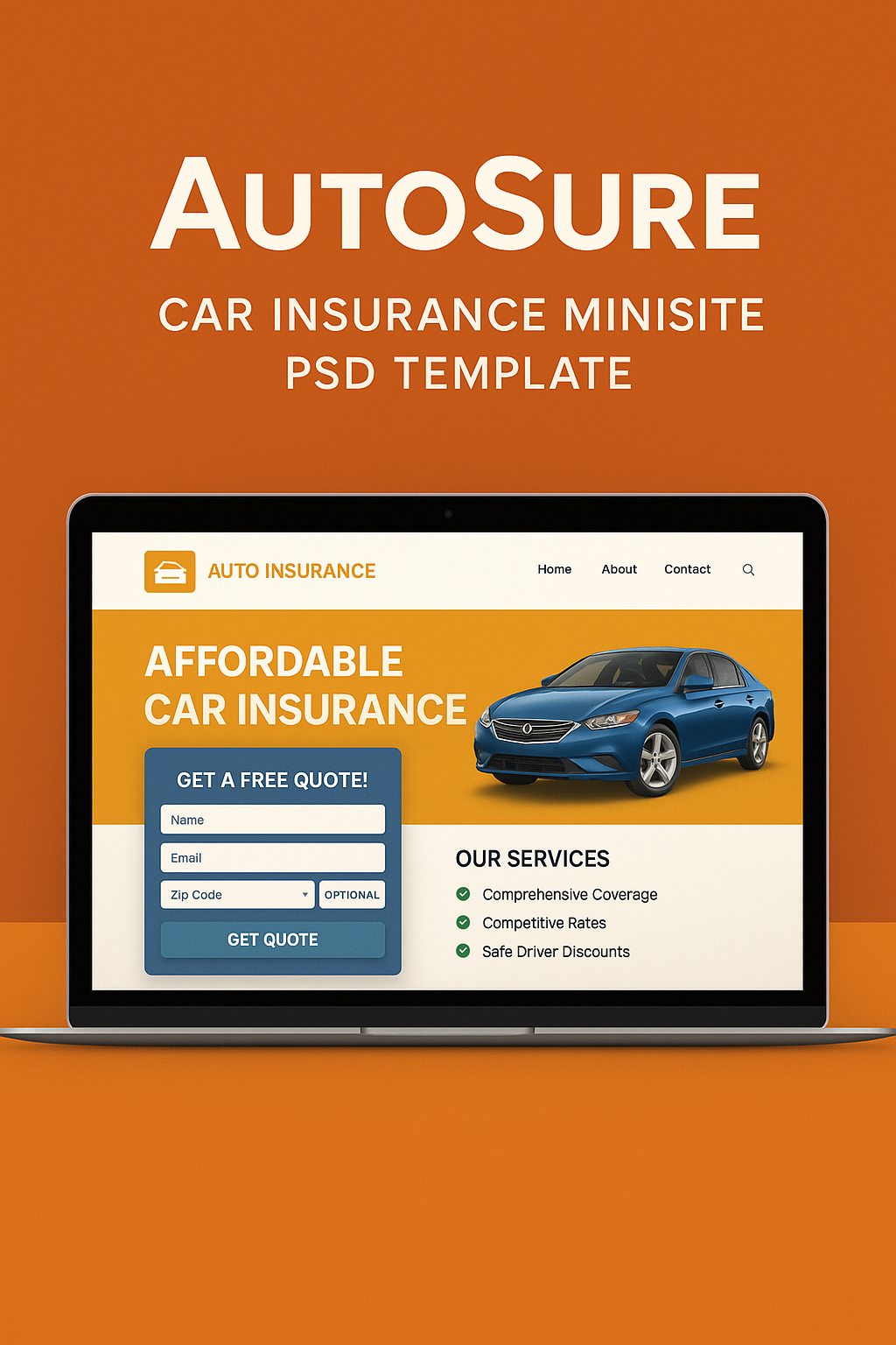 AutoSure – Car Insurance Minisite PSD Template