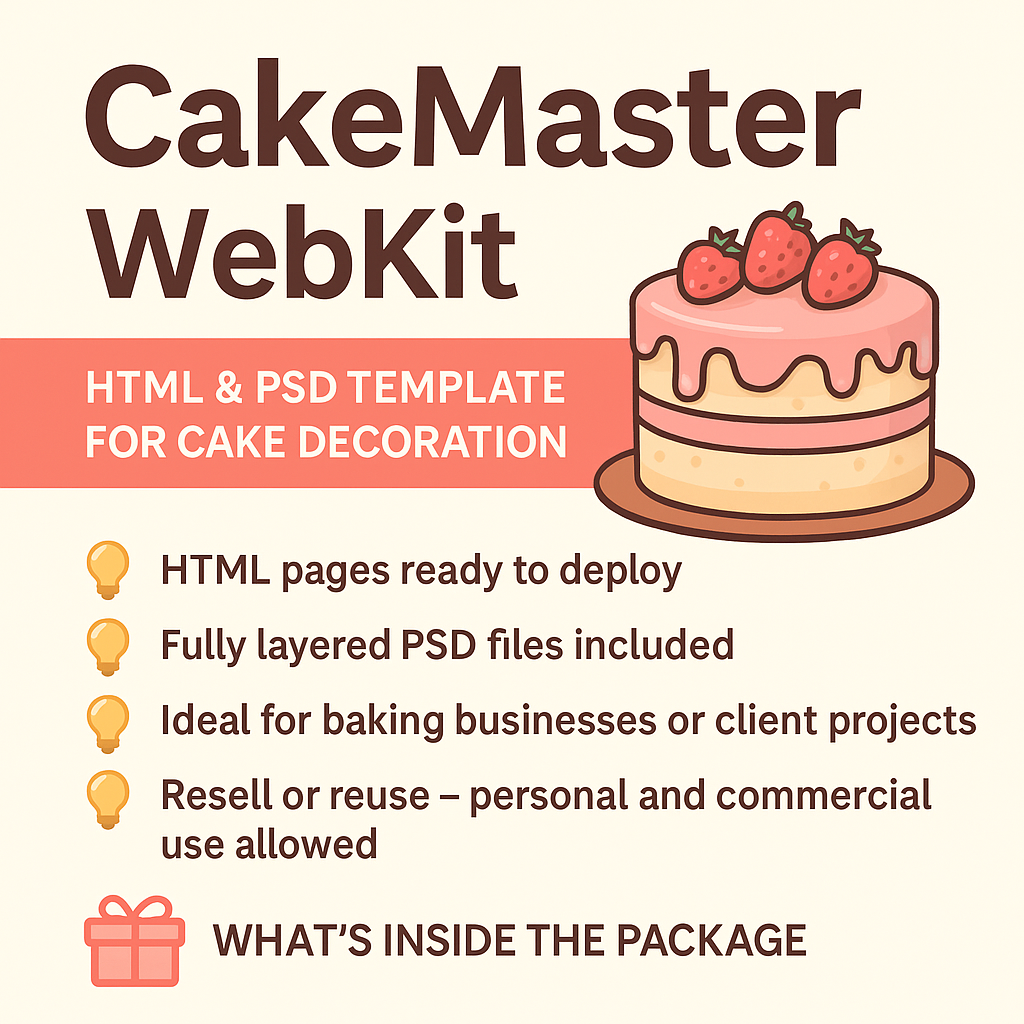 CakeMaster WebKit – HTML & PSD Template for Cake Decoration