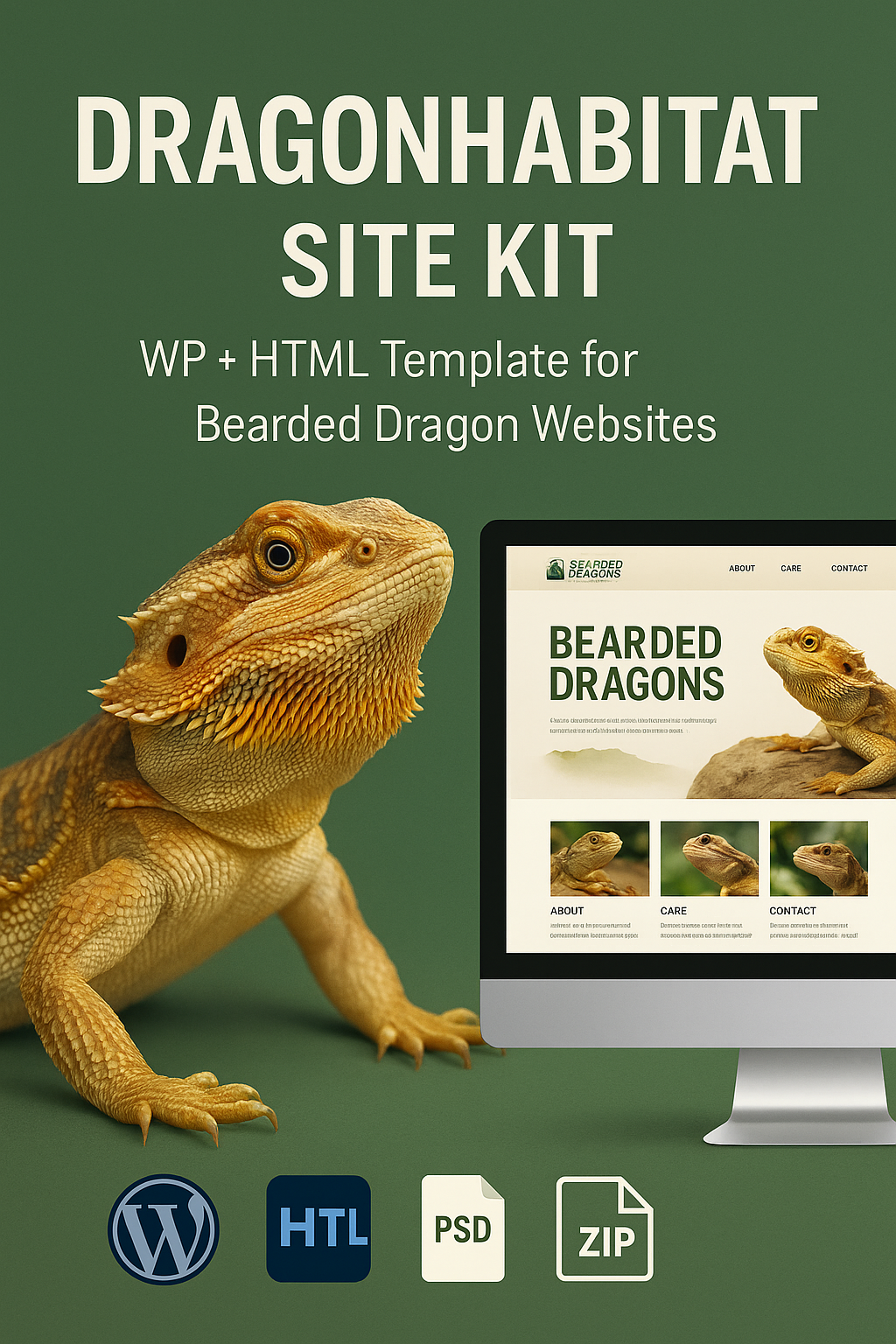 DragonHabitat Site Kit: WP + HTML Template for Bearded Dragon Owners