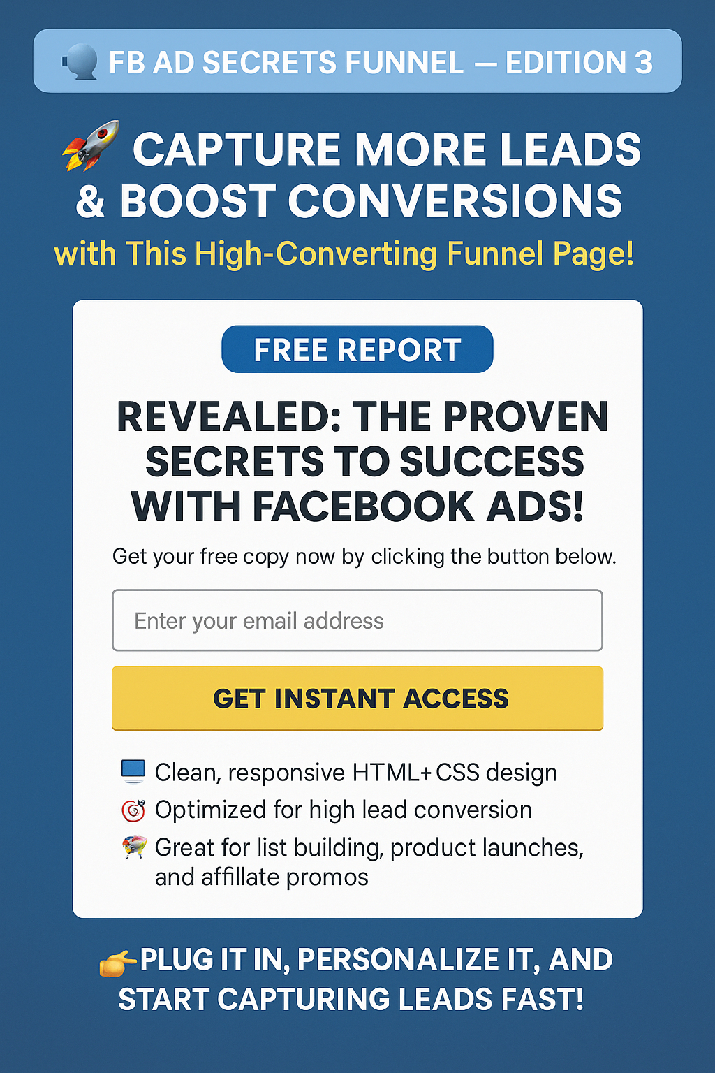 FB Ad Secrets Funnel – HTML Squeeze Page (Edition 3)