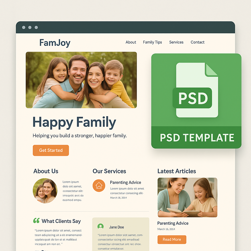 FamJoy – Happy Family PSD Website Template (Edition 1 of 2)