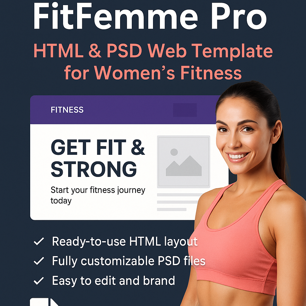 FitFemme Pro – HTML & PSD Web Template for Women’s Fitness