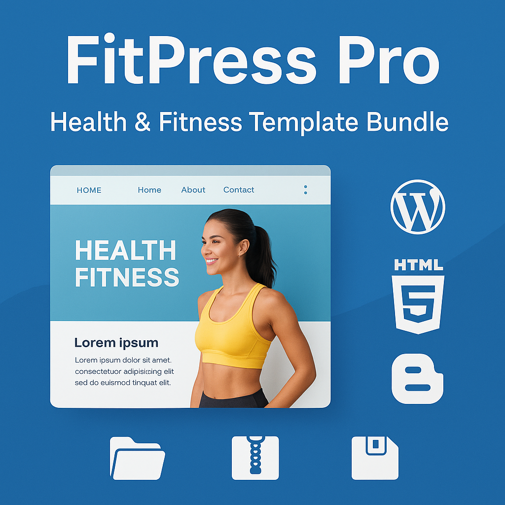 FitPress Pro - Health and Fitness Template Bundle WP, HTML, Blogger