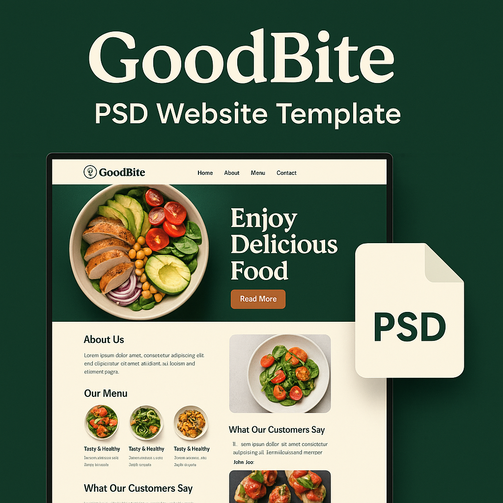 GoodBite – PSD Website Template for Food & Culinary Brands