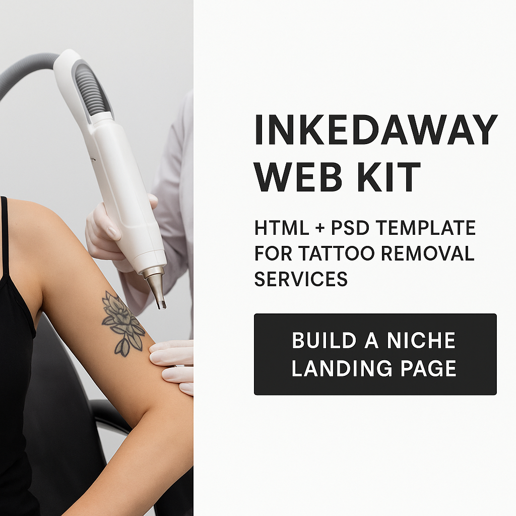 InkedAway Web Kit – HTML + PSD Template for Tattoo Removal Services