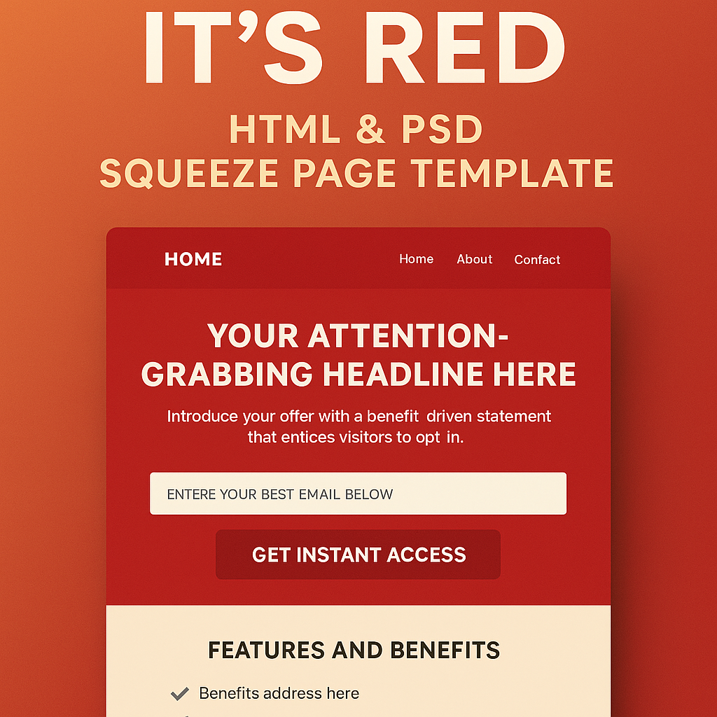 Its Red – HTML & PSD Squeeze Page Template