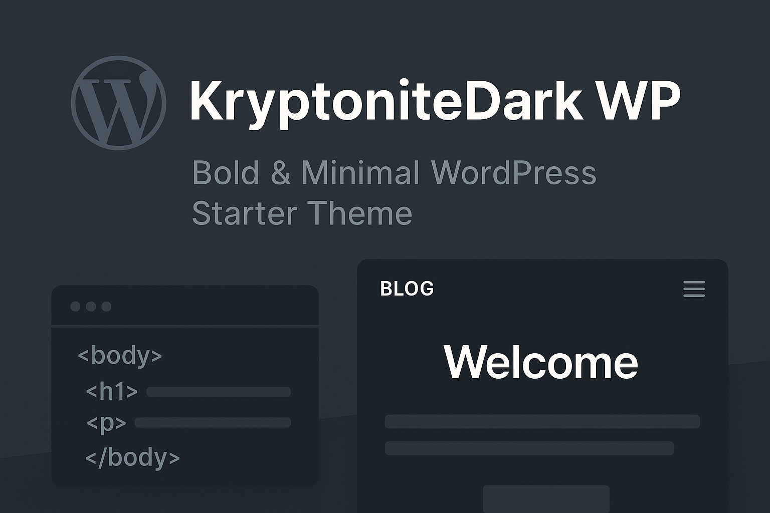KryptoniteDark WP: Bold & Minimal WordPress Starter Theme