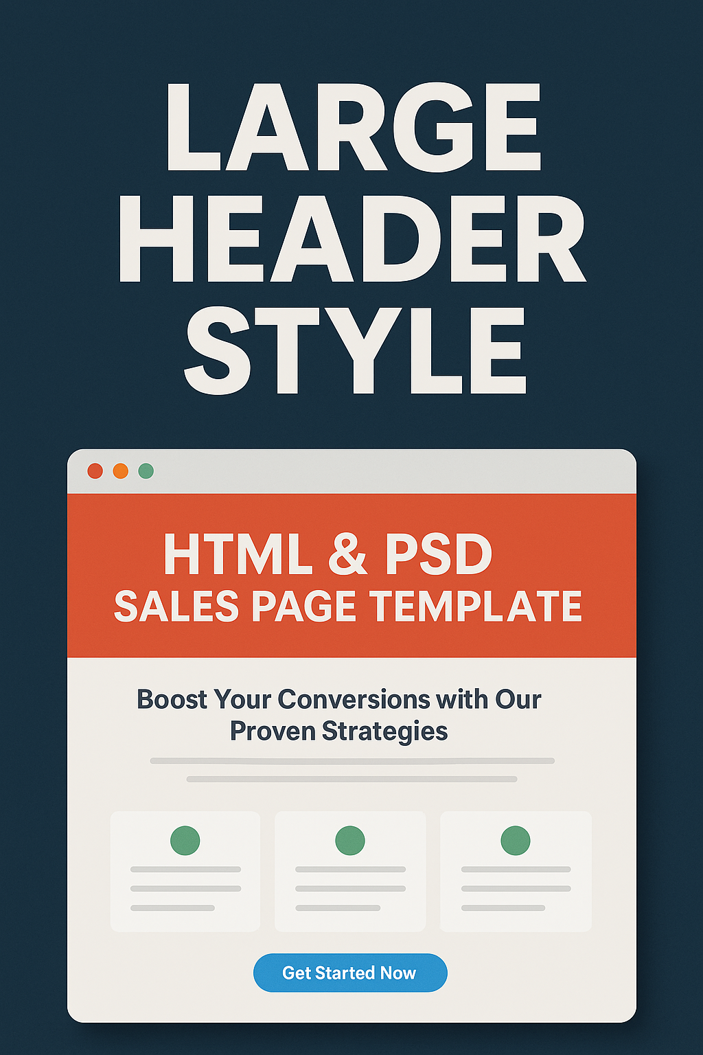 Large Header Style – HTML & PSD Sales Page Template
