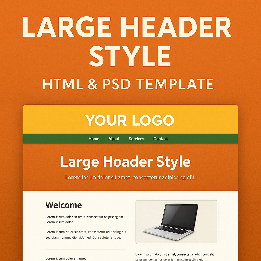Large Header Style – Complete HTML & PSD Template Kit