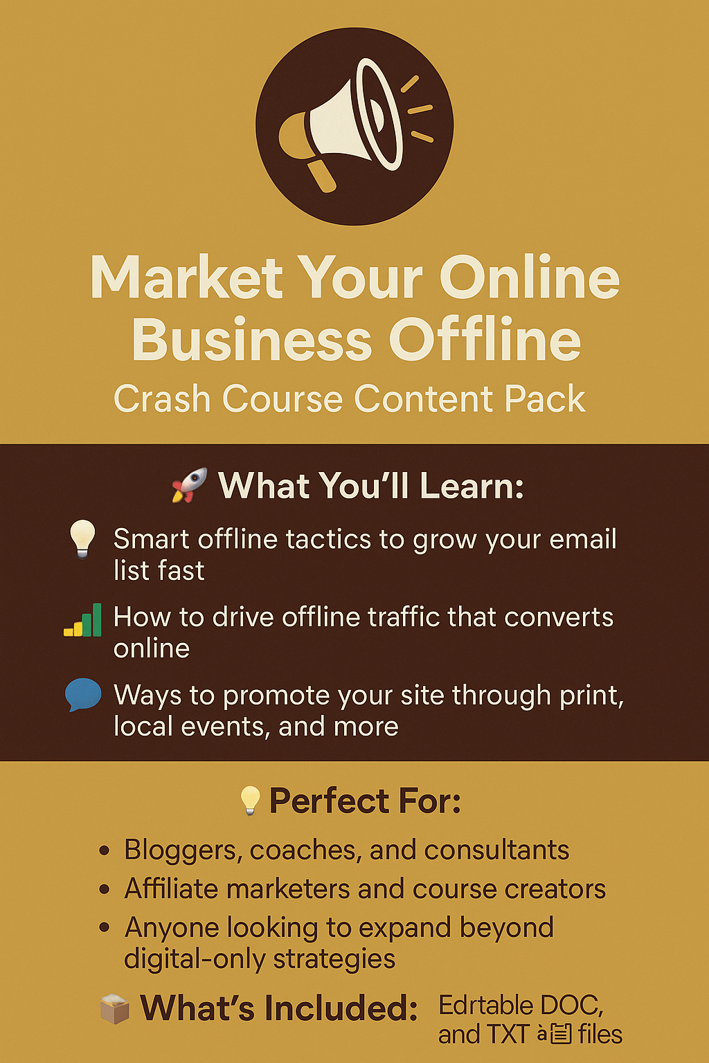 Market Your Online Business Offline – Crash Course Content Pack