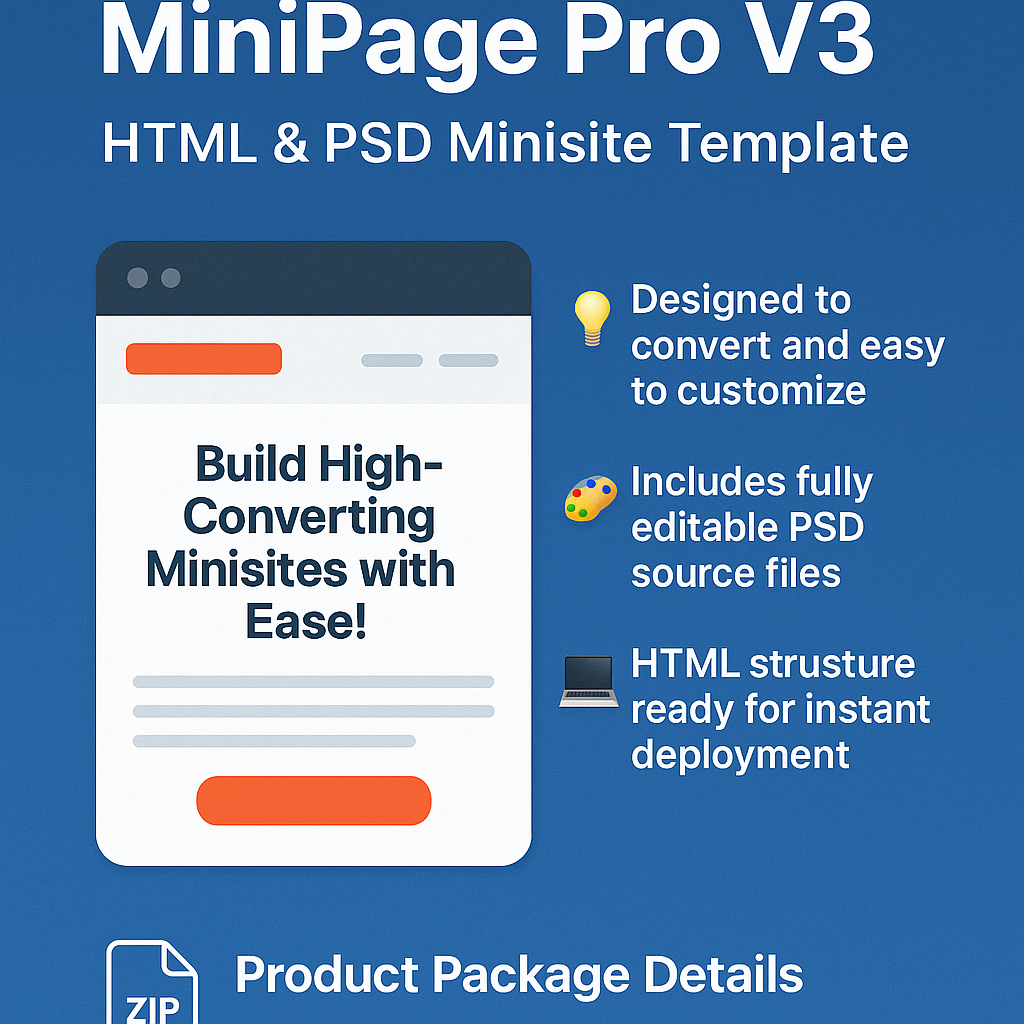 MiniPage Pro V3 – HTML & PSD Minisite Template