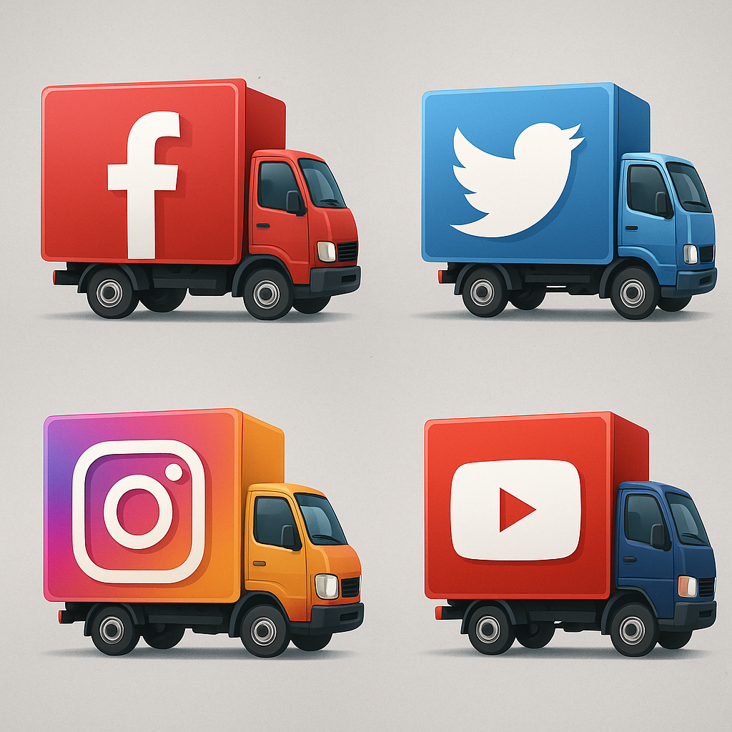 Social Media Trucks – Transparent PNG Graphics Pack