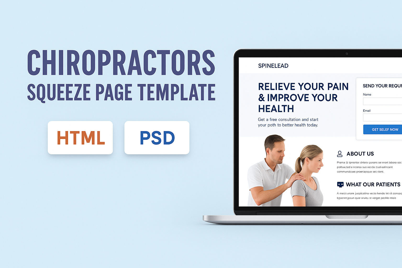 SpineLead – Chiropractor Squeeze Page Template (HTML + PSD)