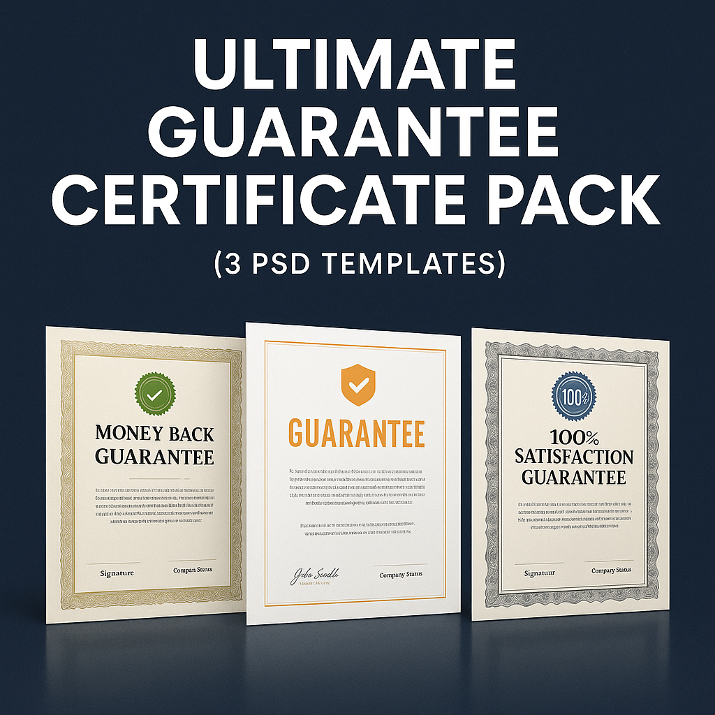 Ultimate Guarantee Certificate Pack (3 PSD Templates)