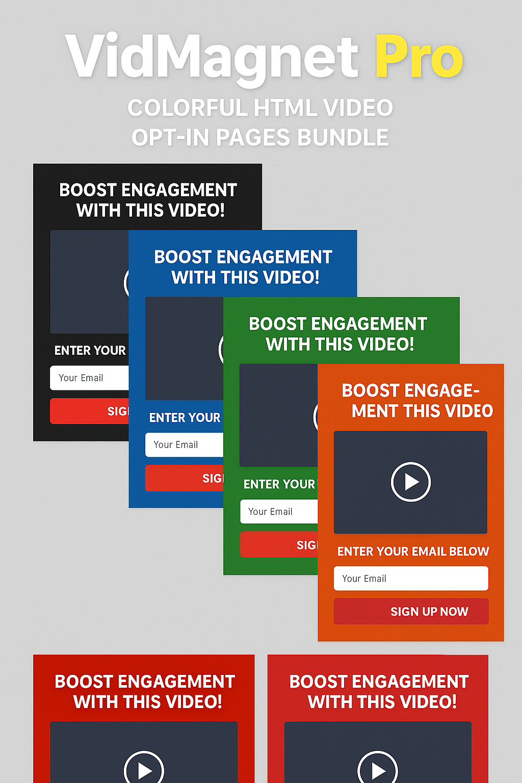 VidMagnet Pro – Colorful HTML Video Opt-in Pages Bundle