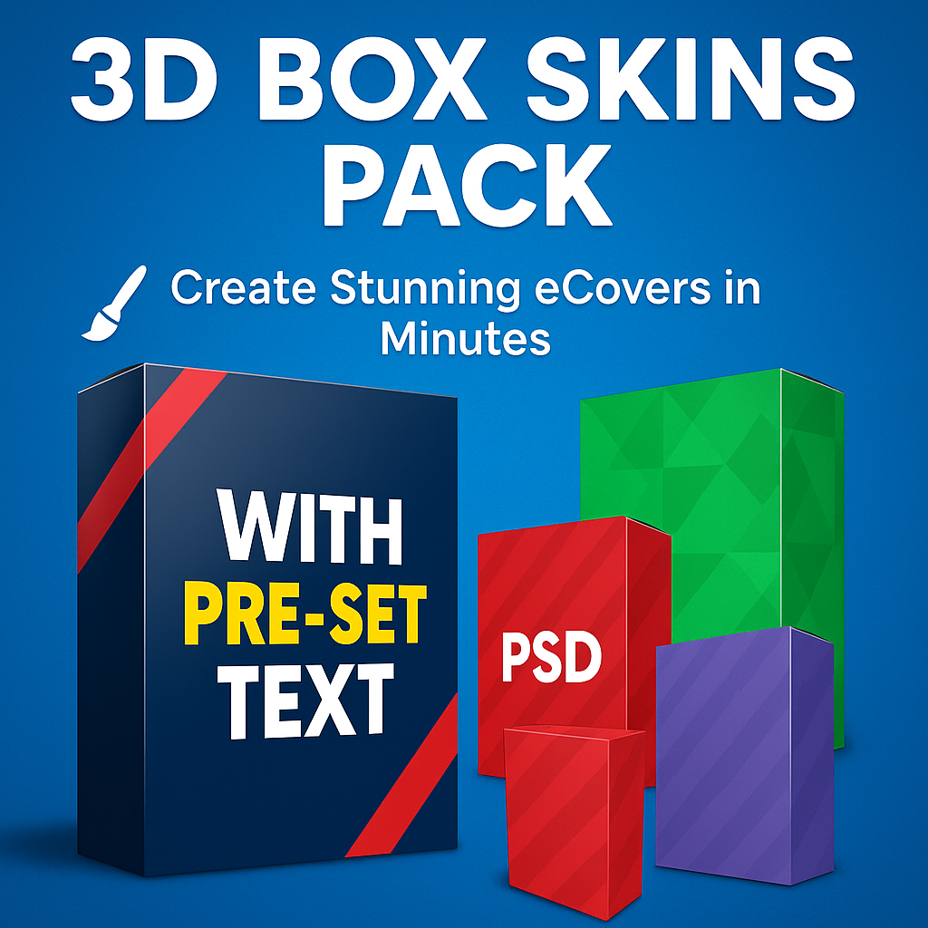 3D Box Skins Pack – Create Stunning eCovers in Minutes