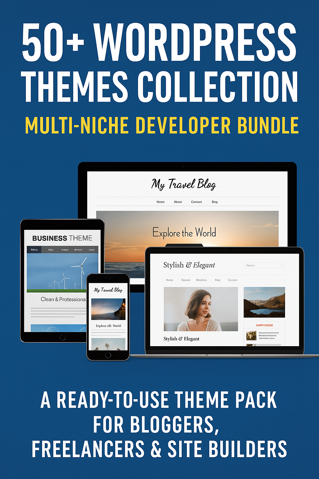 50+ WordPress Themes Collection – Multi-Niche Developer Bundle