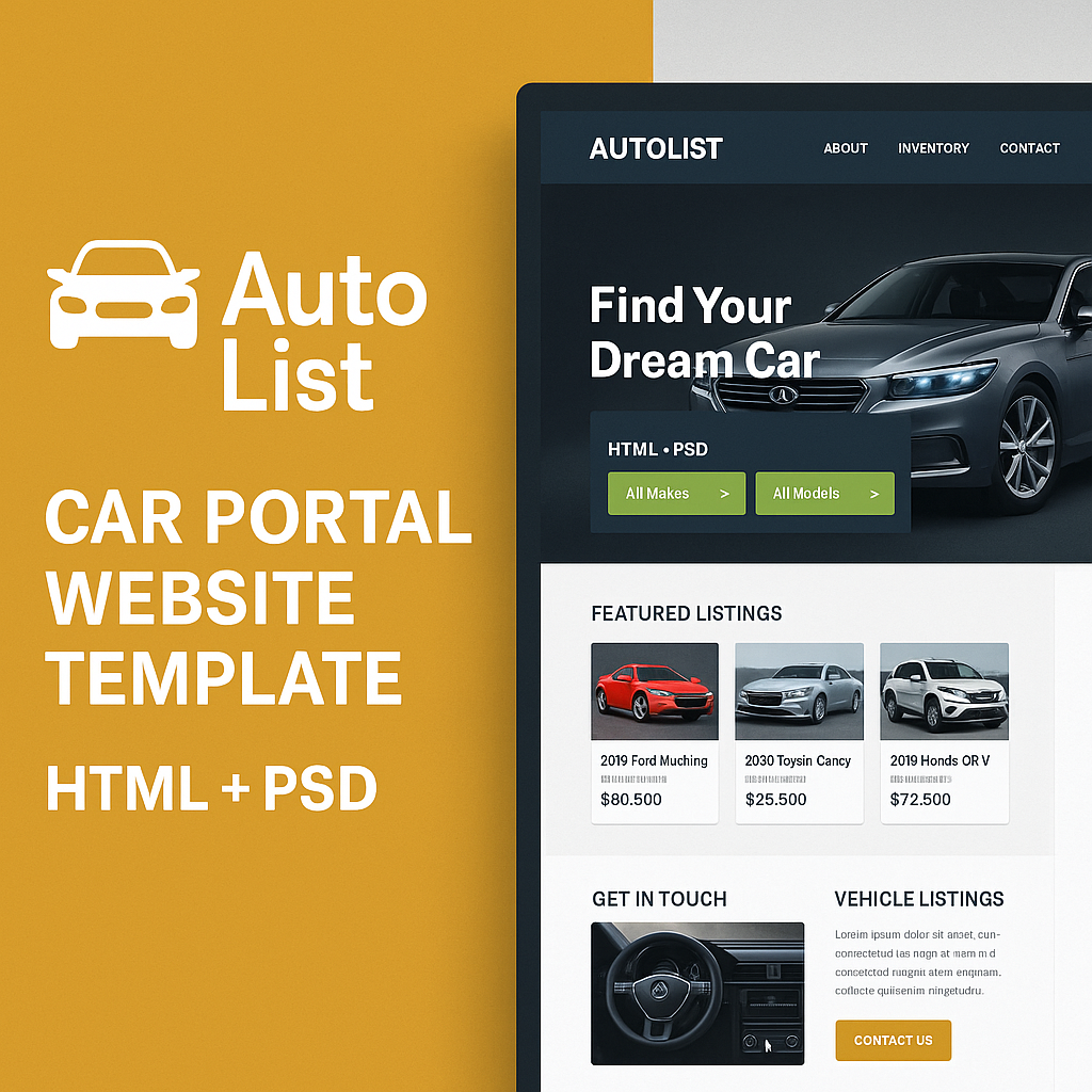 AutoList – Car Portal Website Template (HTML + PSD)