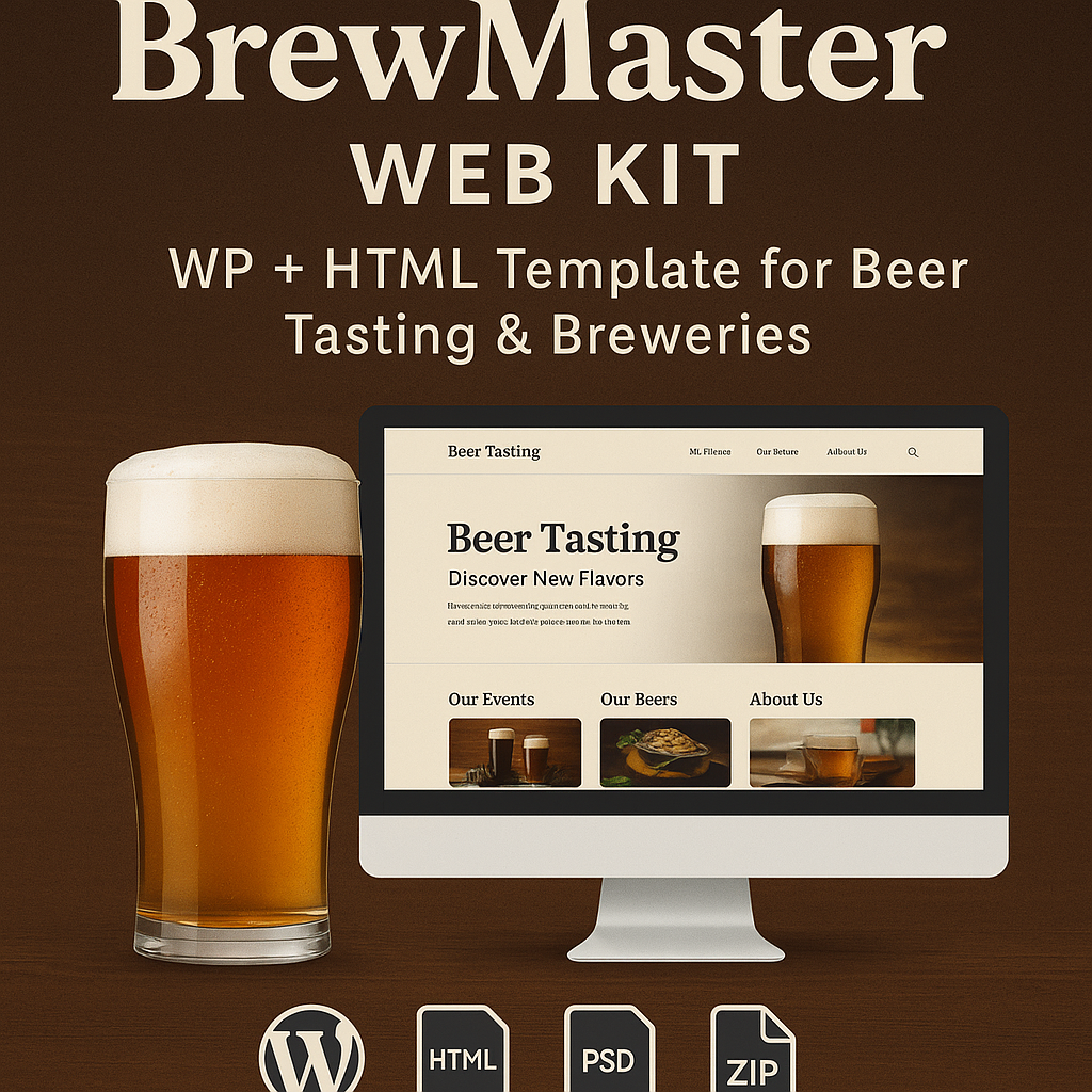 BrewMaster Web Kit: WP + HTML Website Template for Beer Enthusiasts
