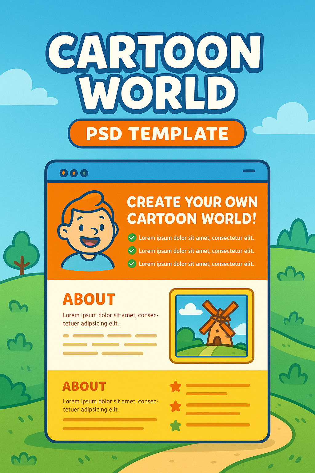 Cartoon World – PSD Minisite Template