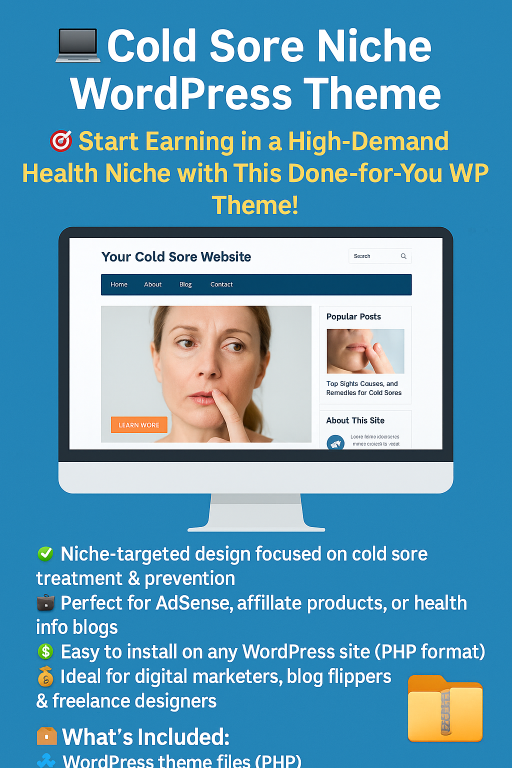 Cold Sore Niche WordPress Theme – Ready-to-Launch Health Blog