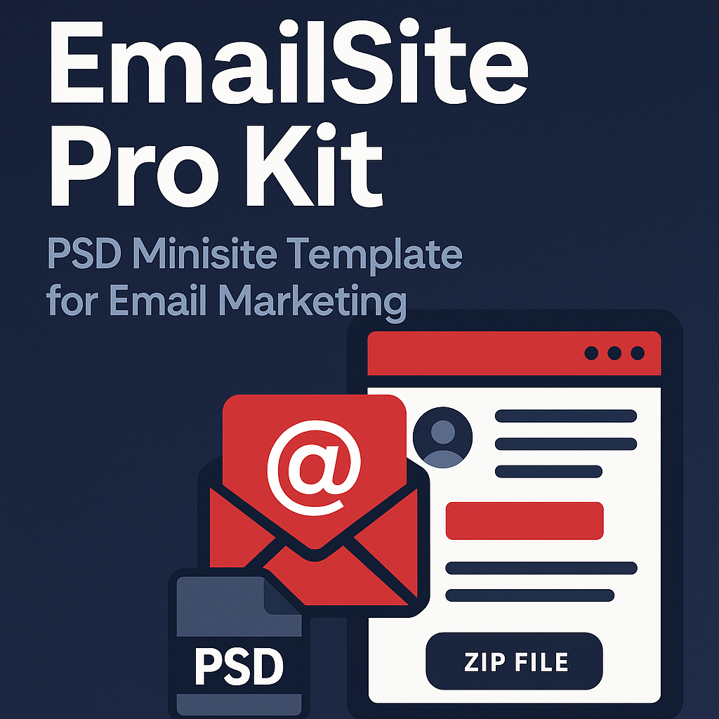 EmailSite Pro Kit: PSD Minisite Template for Email Marketing