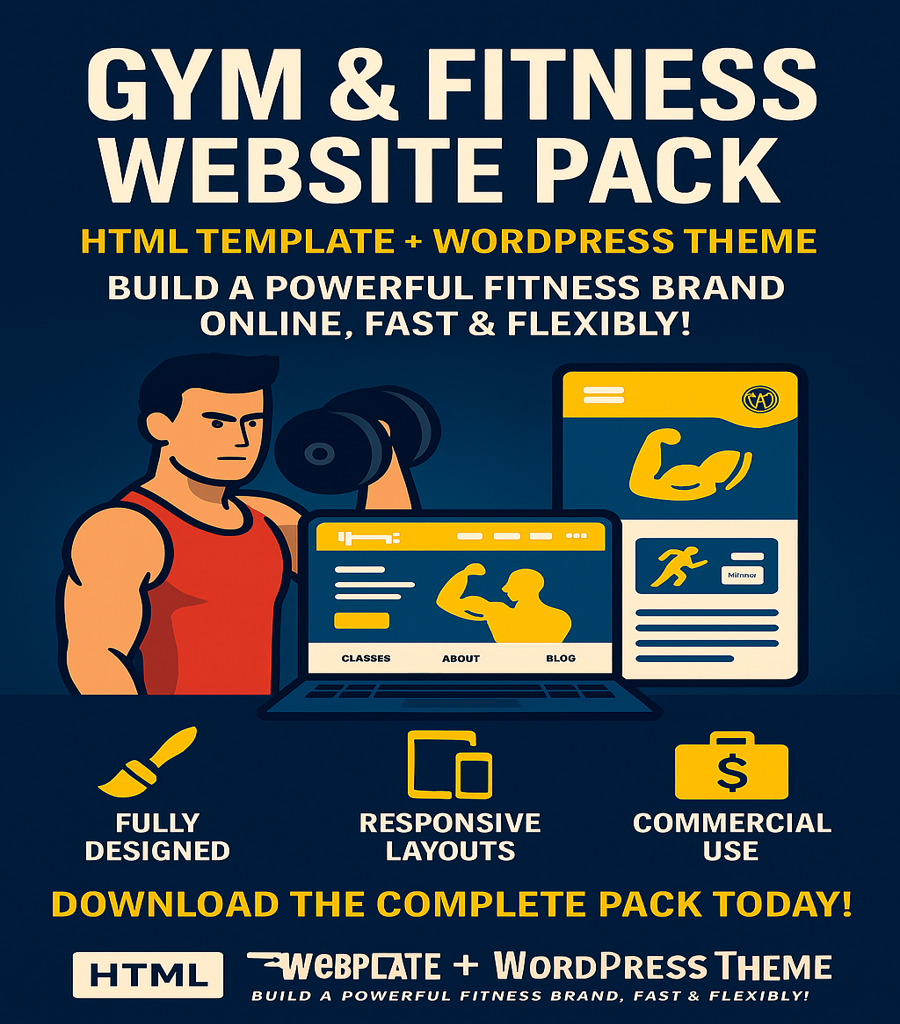 Gym & Fitness Website Pack – HTML Template + WordPress Theme