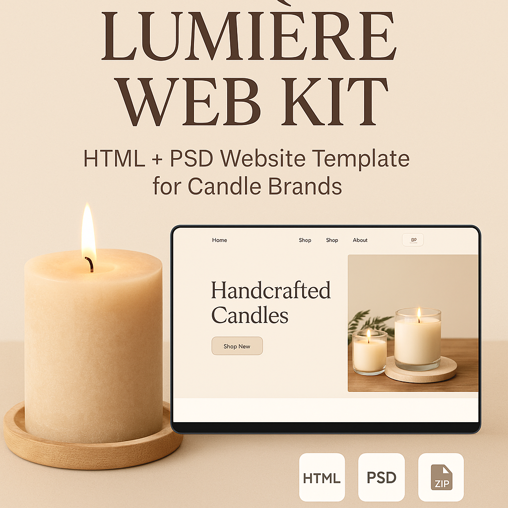 Lumière Web Kit: HTML + PSD Website Template for Candle Brands