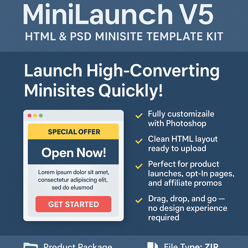 MiniLaunch V5 – HTML & PSD Minisite Template Kit