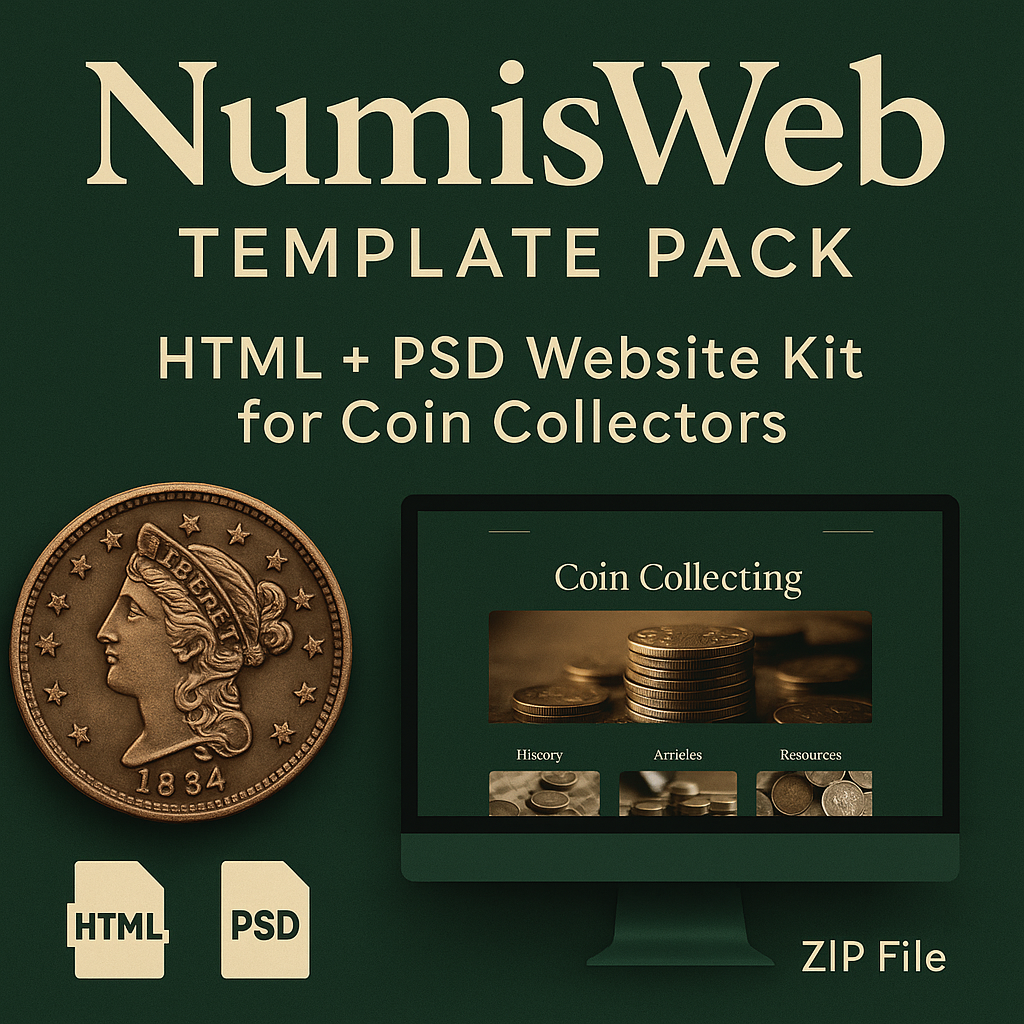 NumisWeb Template Pack: HTML + PSD Website Kit for Coin Collectors