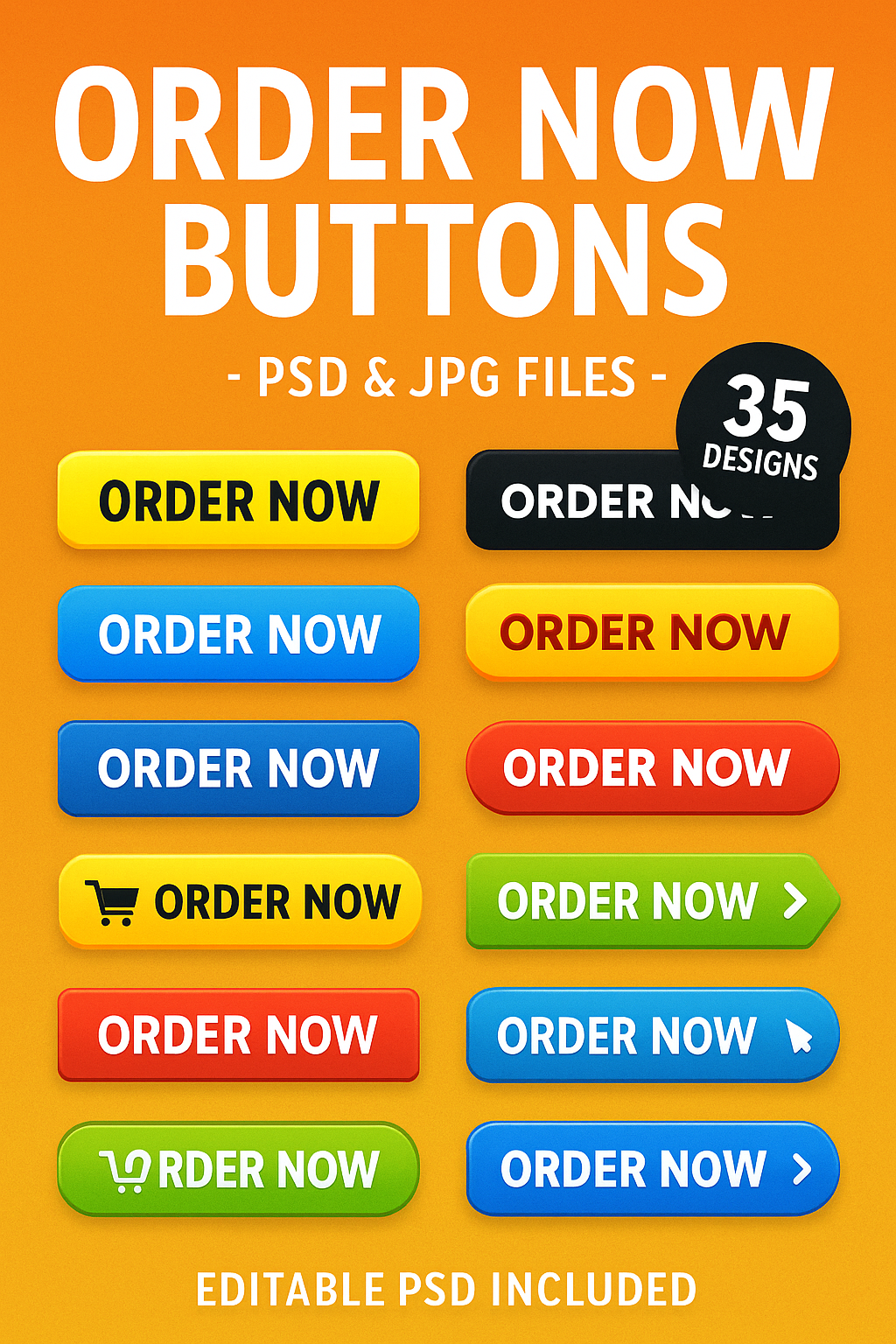 Order Now Buttons – PSD & JPG Graphics Collection (35 Designs)