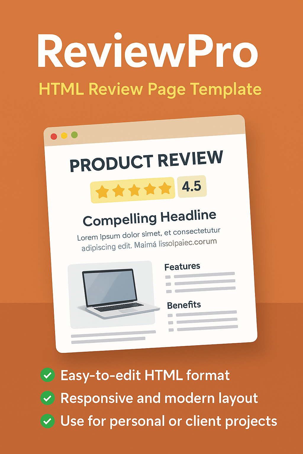 ReviewPro – HTML Review Page Template