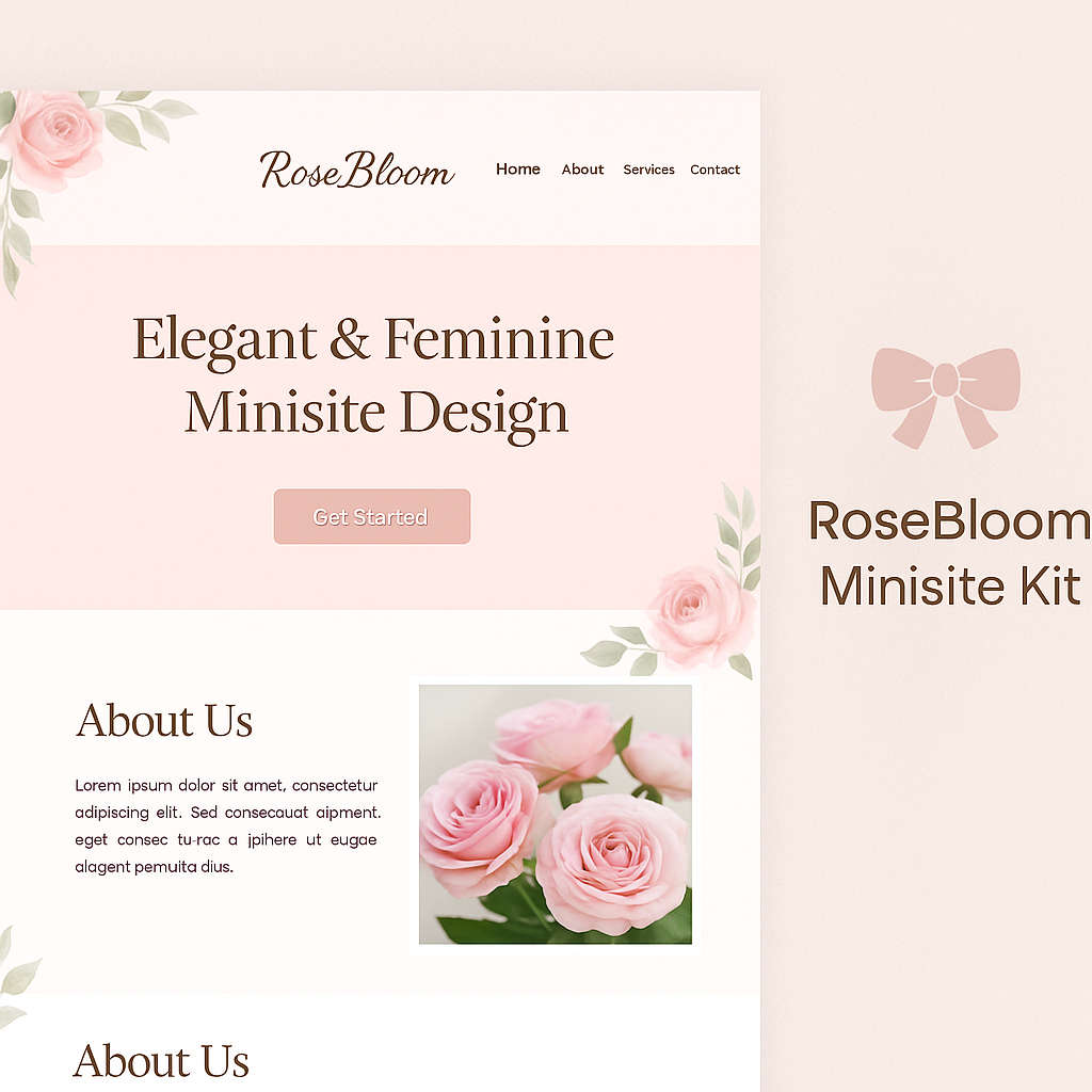 RoseBloom Minisite Kit – Elegant HTML + PSD Web Pack