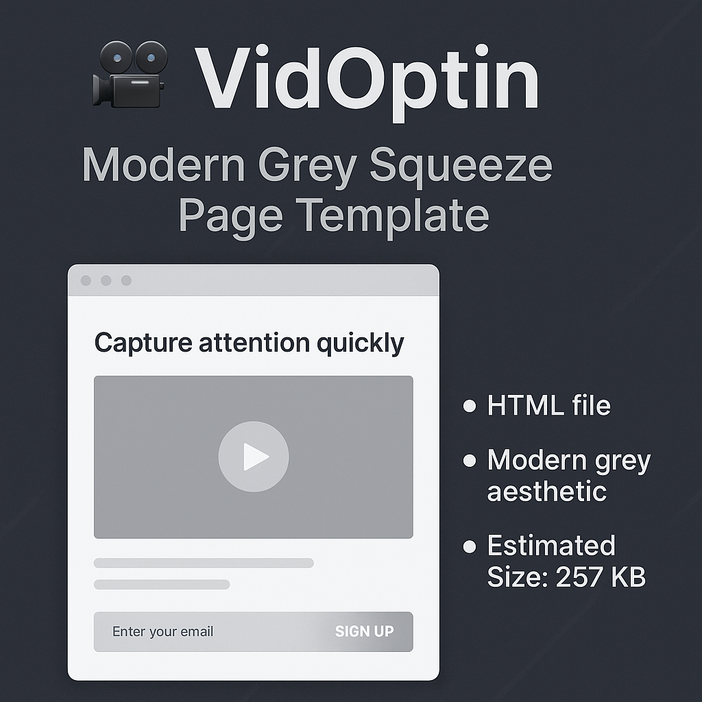 VidOptin - Modern Grey Squeeze Page Template